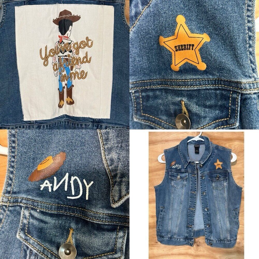 Her Universe Disney Pixar Toy Story Woody Denim Vest Woman’s Small Sherif Cop